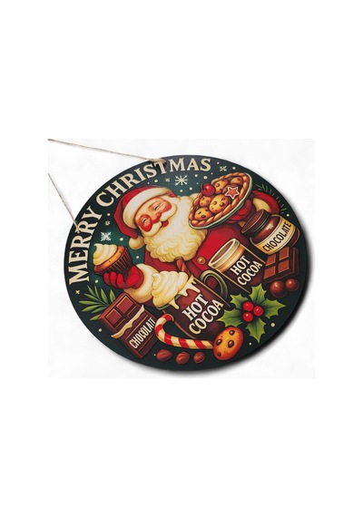 Noel Baba Kapı Ve Duvar Süsü Sıcak Çikolata 30x30