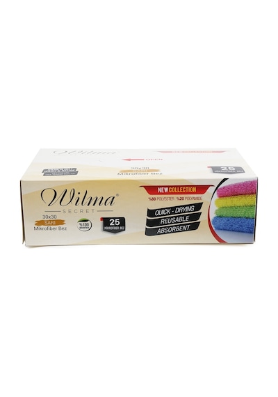 Wilma Secret Mikrofiber Temizlik Bezi Kutulu 50 Adet -mikrofiber Bezler 30x30cm 180gsm - Sarı Şeffaf