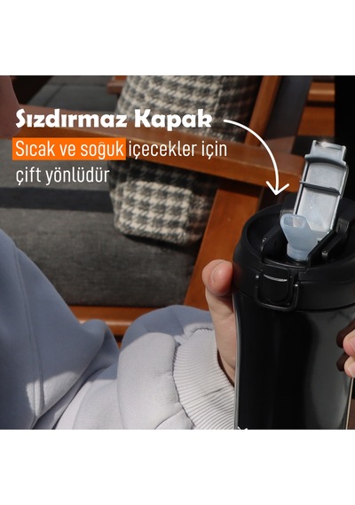 Any Morning Sı232021 İki Ağızlı Termos Mug Siyah 400 Ml