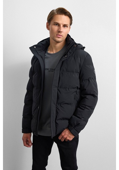Back And Bond Siyah Relaxed Fit Puffer Jacket Çok Renkli