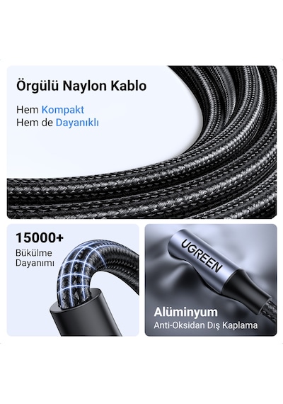 Ugreen Mfi Sertifikalı Lightning To 3.5mm Aux Dönüştürücü Adaptör, Siyah, 30756