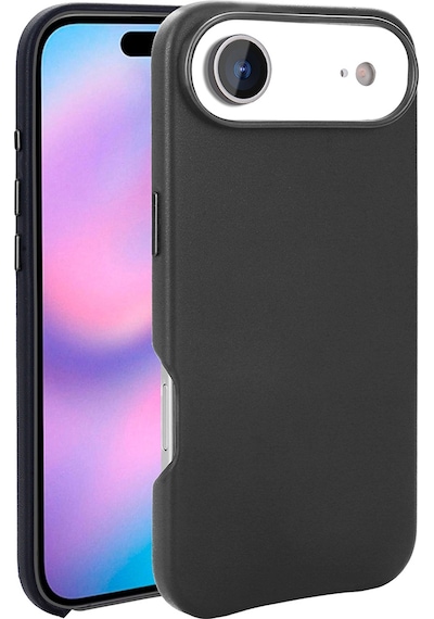 Apple Uyumlu iPhone 17 Air Kılıf M-safe Şarj Özellikli Pu Deri Görünümlü Mkst Kupra Kapak - Siyah Siyah