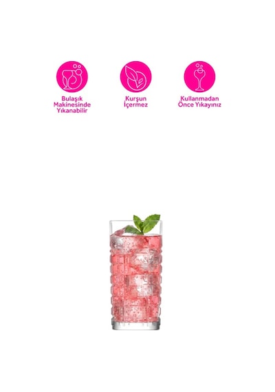 Lav Brit Cam Meşrubat Bardağı 4'lü 356 ml (Kokteyl/Soğuk Kahve/Smoothie/Milkshake Bardağı )