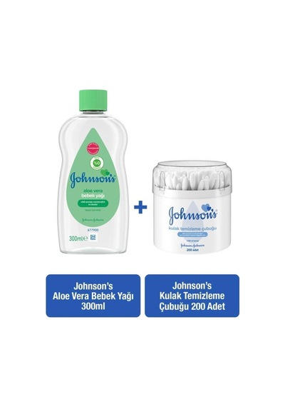 Johnson' Baby Aloe Vera Bebek Yağı 300 ML + Kulak Temizleme Çubuğu 200'lü