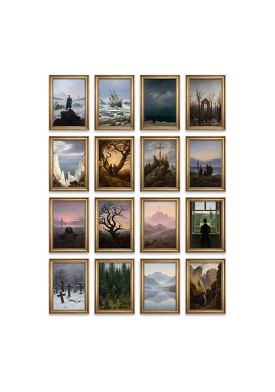 Caspar David Friedrich Tabloları 16'lı Sticker Seti Laptop Defter Planlayıcı Etiket Çok Renkli