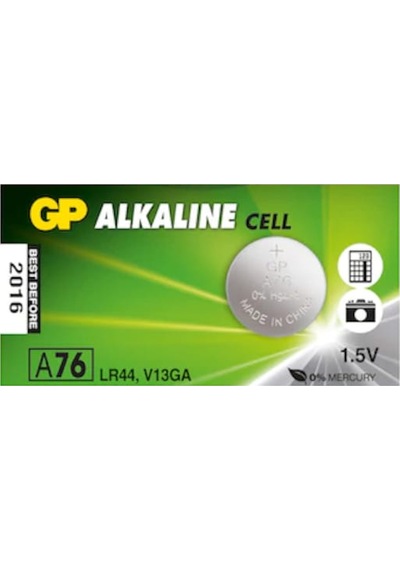 GP A76 LR44 1.5V Alkalin Kartela Düğme Pil  1 adet