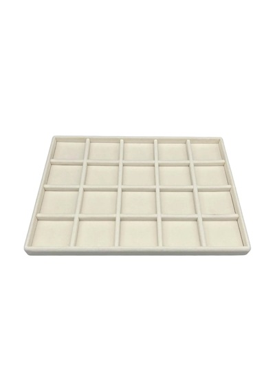 Yerli Üretim Süet Kumaş Krem Renk 34/24 Cm 20 Bölmeli Çekmece İçi Takı Standı Çok Renkli