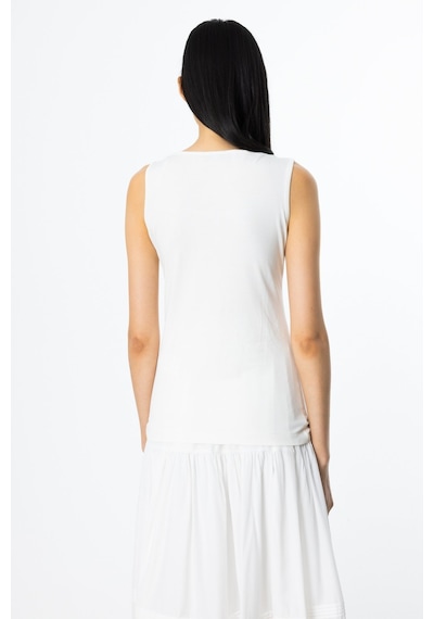 On Minimalist Kolsuz Kadın Bluz - Crop Kesim - Günlük Ekru