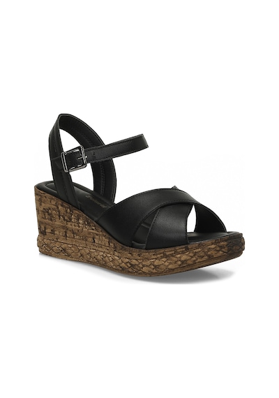 Polaris 327095.z Siyah Kadın Dolgu Topuk Sandalet 000000000102252462