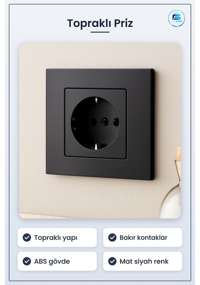 Topraklı Priz Siyah Ev Ofis Kullanımı İçin Dayanıklı Abs Gövde Ba