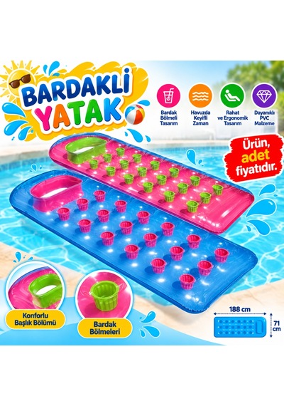 59895 Bardaklı Mavi-kırmızı Yatak 188x71cm Adet Fiytaıdır