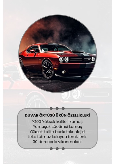 Efsane Araba Desenli Duvar Halısı Duvar Örtüsü Tapestry Süet Dokulu Kumaş