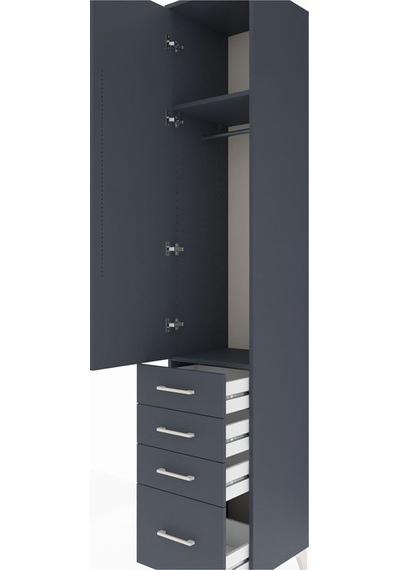 Hyperion Dolap 2 Raflı 4 Çekmeceli Tek Askılı 44x44x243 Antrasit-antrasit Antrasit