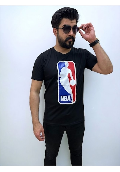 Bisiklet Yaka Erkek Baskılı T-shirt Beyaz