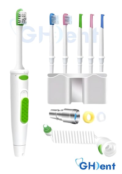 Ghdent SH16 6 Başlıklı Fırçalı & Tek Gözlü Tazyikli BPA Free & FDA Kriterli Hibrit Manuel Ağız Duşu﻿﻿