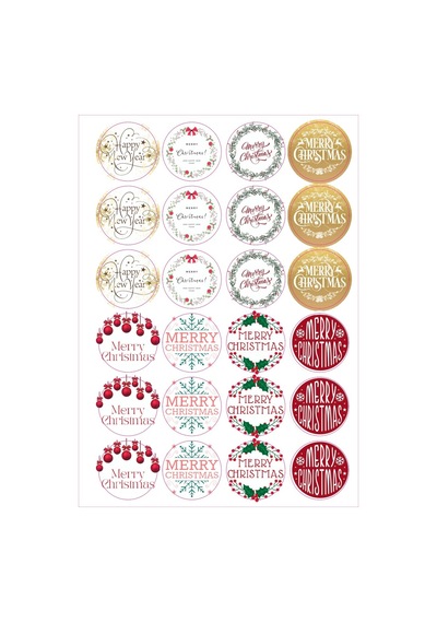 24 Adet - 8 Çeşit Yılbaşı Sticker - Yılbaşı Hediye Sticker - Yılbaşı Paketleme - Yılbaşı Süsü Çok Renkli