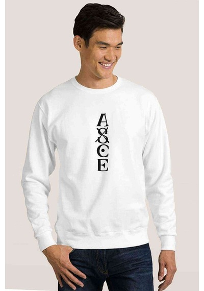 One Piece Baskılı Beyaz Erkek Örme Sweatshirt