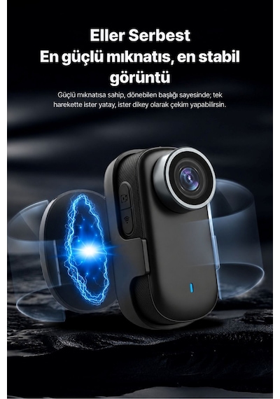 Mini 4k Ultra Hd Wi-fi Aksiyon Kamerası Ip65 Su Dayanıklı Geniş Açı - Yedek Başlıklar Siyah