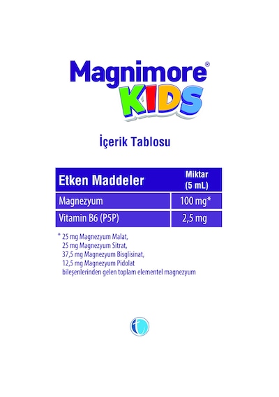Magnimore Kids Magnezyum Pidolat Bisglisinat Sitrat Malat Vitamin B6 P5p 200 ML