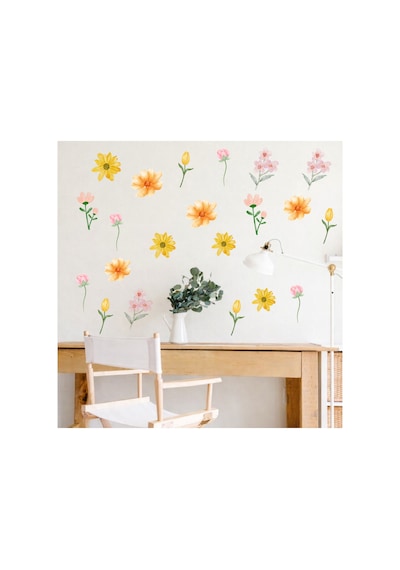 Çiçek Duvar Sticker Seti Çiçekli Dekoratif Duvar Sticker Salon Yatak Odası Çocuk Odası Oda Dekoru Ço