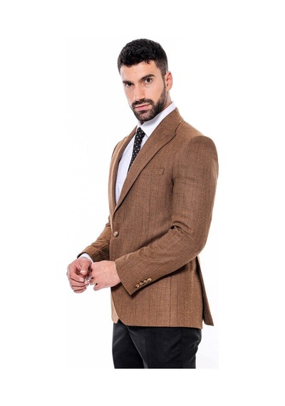 Wessi Slim Fit Desenli Açık Kahverengi Erkek Ceket Açık Kahverengi Wessi Slim Fit Desenli Açık Kahverengi Erkek Ceket Açık Kahverengi