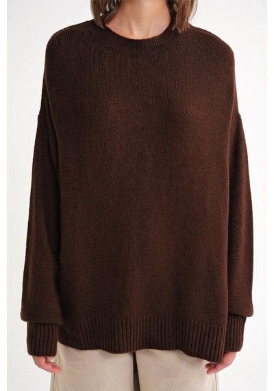 Hiccup Mixray Oversize Triko Kazak Kahverengi