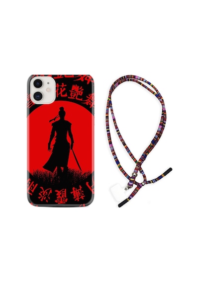 Apple Uyumlu iPhone 13 Mini Kılıf Rasta Boyun Askılı Samurai Red 1803