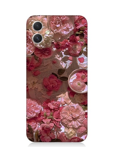 Samsung Galaxy A05 Uyumlu Pembe Güller Ve Kitap Desenli Silikon Kılıf