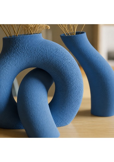 3d Baskı Interlocking Vazo - İç İçe Geçen Dekoratif Vazo-mavi Çok Renkli