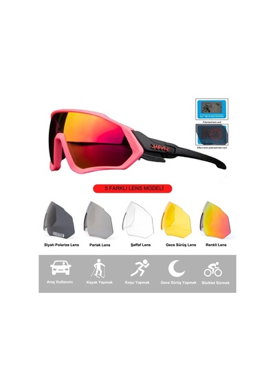 Kapvoe Blizzard Değişebilir 5 Lens Mtb Polarize Bisiklet Spor Dağ
