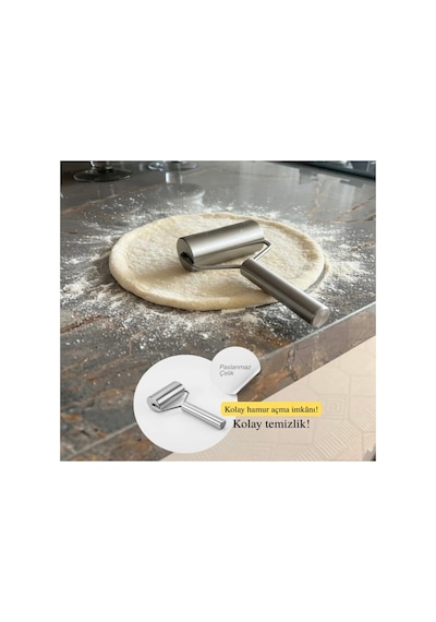 Metal Saplı Hamur Açma Merdanesi 19 Cm,rulo Hamur Açma Silindiri,pürüzsüz Rulo Oklava Diğer