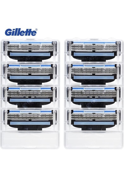 Gillette Mach3 Erkek Yüz Tıraş Bıçağı Güvenli Mach 3 Tıraş Yüz Jilet 8 Adet Manuel Sakal Tıraş Bıçağı