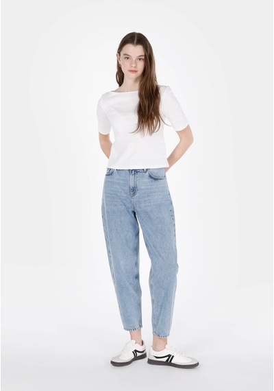 Colins Slim Fit Kadın Beyaz Kısa Kol Tişört Cl1073542 Cl1073542 Q1.v2 Ofw Beyaz