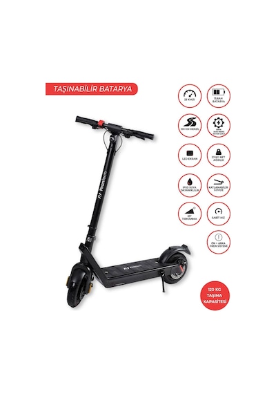 X9 Elektrikli Scooter - Çıkartılabilir Bataryalı 850w Katlanabilir Scooter Siyah