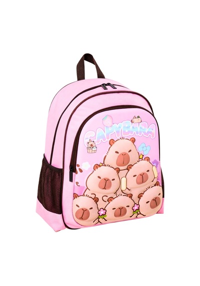 Capybara Lisanslı Çocuk Okul Sırt Çantası Eva Ön Yüzeyli Pudra Pembe