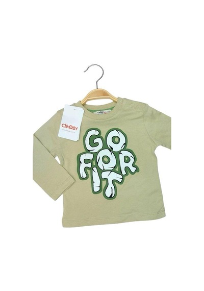 Çikoby Erkek Bebek Pamuklu İnce Uzun Kollu T-shirt-13781-yeşil Yeşil