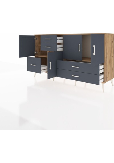 Hyperion Konsol 4 Raflı 5 Çekmeceli 4 Kapaklı 176x44x99 Çam-antra Çam-antrasit Hyperion Konsol 4 Raflı 5 Çekmeceli 4 Kapaklı 176x44x99 Çam-antra Çam-antrasit