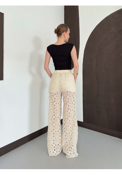 Verymoda Kadın Güpürlü Pantolon Ham