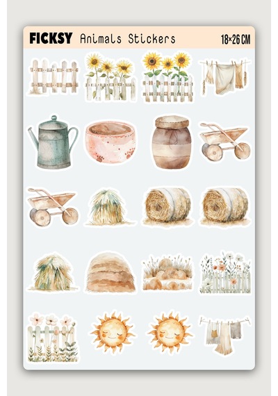 Sevimli Çiftlik Hayvanları Sticker Seti - 140 Adet Etiket Çıkartma Diğer