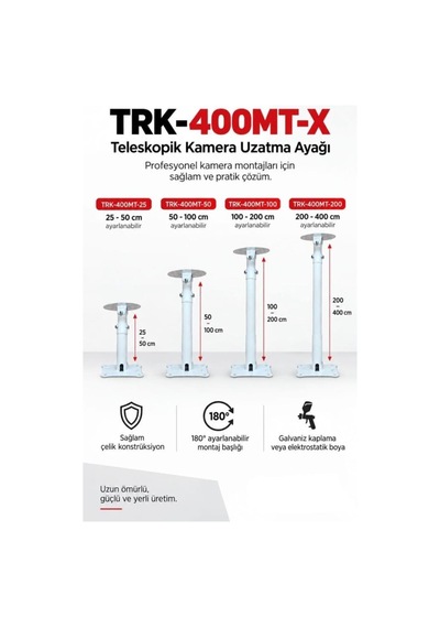 Electroon Trk-400mt-50 Teleskopik Uzatma Tavan Ayak 50cm+50cm
