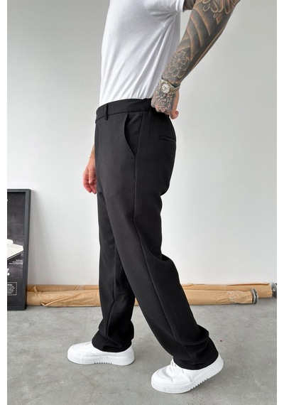 Siyah Fitilli Baggy Pantolon