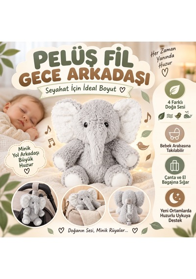 Uyku Peluşu Fil Gri