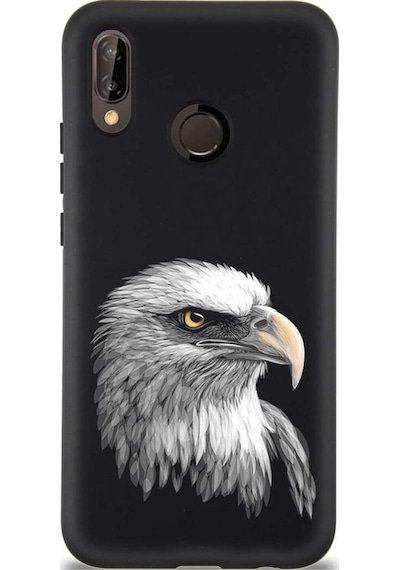 Xiaomi Redmi Note 7 Pro İle Uyumlu Kartal 0214c Tasarımlı Siyah Lansman Kılıf Çok Renkli
