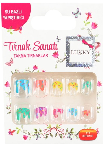 Lukky Cupcake Baskılı Yapışkanlı Takma Tırnak Seti
