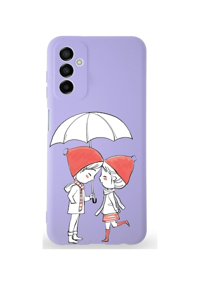 Samsung Galaxy M34 Uyumlu Lansman Kılıf Aşk Tasarımlı Içi Kadife Kapak-lila Çok Renkli