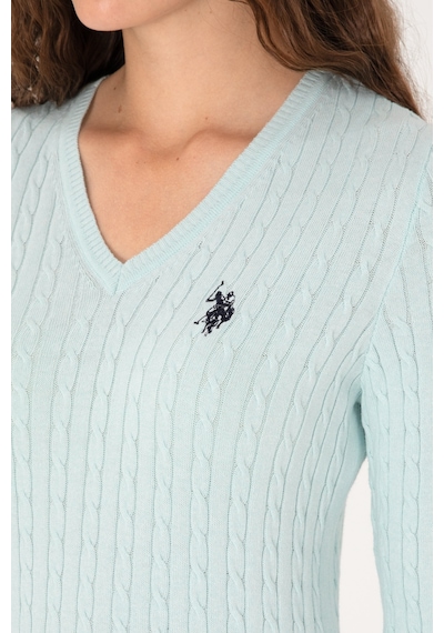 U.S. Polo Assn. Kadın Mint V Yaka Basic Kazak 50313625-VR253 U.S. Polo Assn. Kadın Mint V Yaka Basic Kazak 50313625-VR253