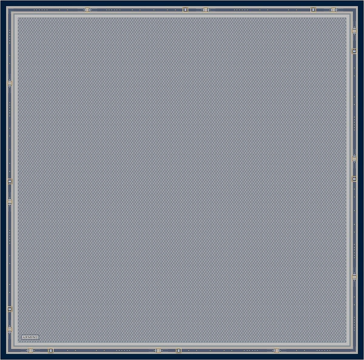 Armine Monogram Desenli Saf İpek Twill Eşarp 9401d 04 Mavi