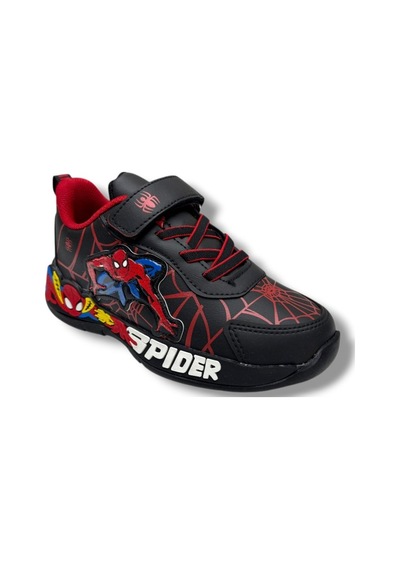 Cakgo 836-26 Deri Spiderman Baskılı Cırtlı Erkek Çocuk Sneaker Siyah Kırmızı 31-35 Siyah