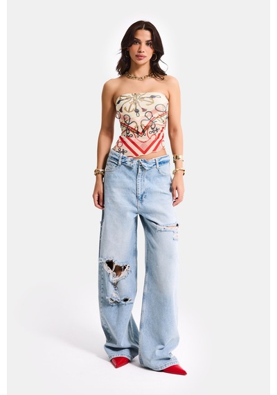 Itsbasic Kadın Kot Rengi 4s6-32 Straight Fit Kemer Detaylı Özel Tasarım Denim Jean