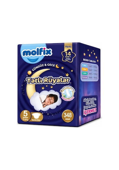 Molfix Tatlı Rüyalar Bebek Bezi 5 Beden 11-18 Kg Junior 348 Adet 5 Numara